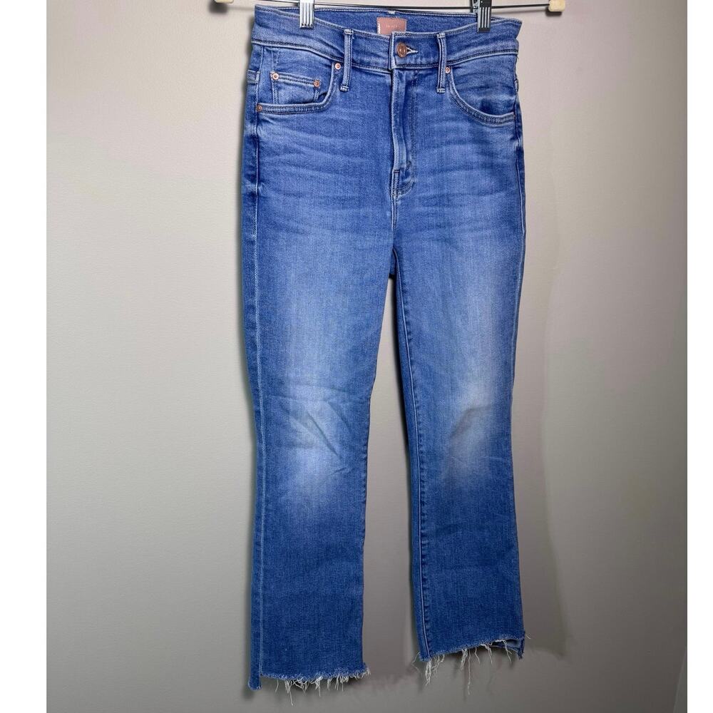 MOTHER The Insider Crop Step Fray Jeans Out of the Blue Wash Size 24 Made in USA
